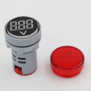 Voltímetro e amperímetro digital, circular de alta qualidade, luz indicadora 220v com mini voltímetro e amperímetro digital 22mm