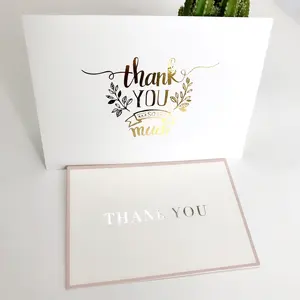 Tarjeta de felicitación con impresión de logotipo personalizado de lujo, tarjeta de agradecimiento para boda y cumpleaños