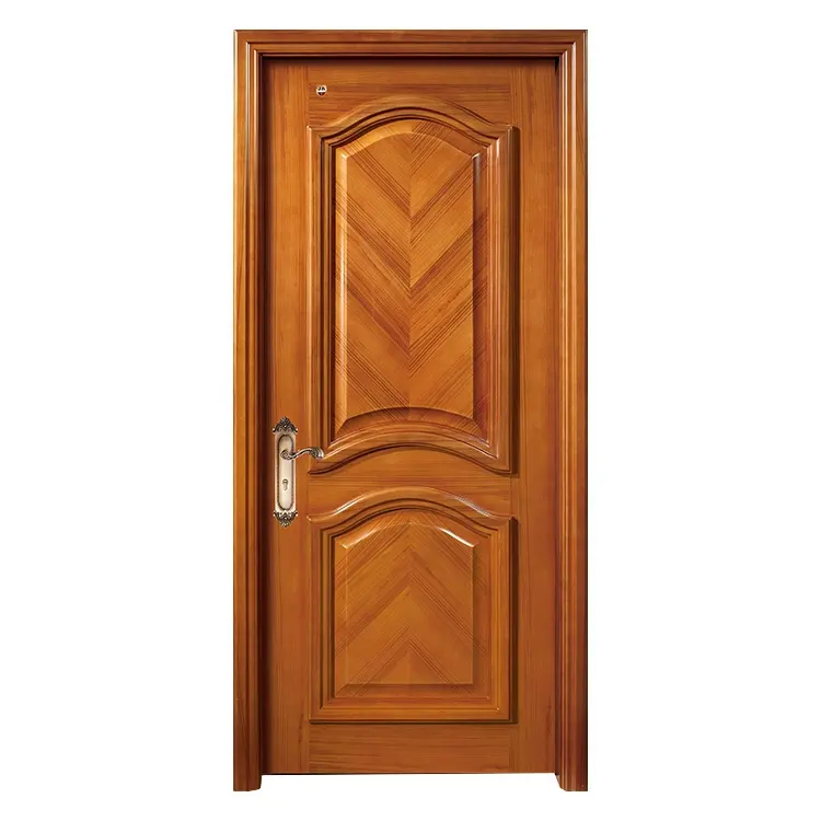 Porte en bois de style européen, 1 pièce, vernis à grain, design Simple