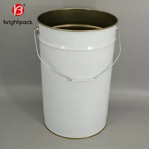 25L Metal Paint Pail Customized Logo With Lug Lid And Metal Handle Paint Tin Bucket Size