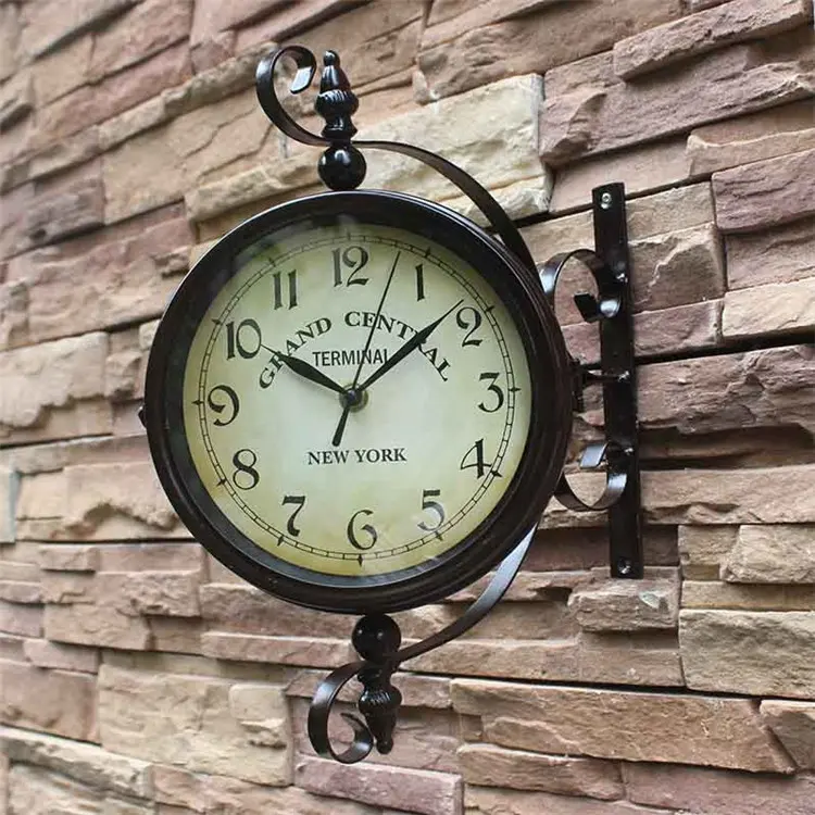 Наружные антикварные металлические декоративные настенные двухсторонние часы Виктория железнодорожная станция