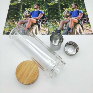 de vidrio de borosilicato de filtro de agua de la tapa de bambú de té de vidrio de botella de beber botella de agua de vidrio <span class=keywords><strong>pa</strong></span> - Product Image 4