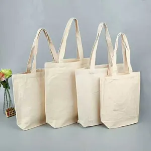 Tote bag riutilizzabile in tela di cotone stampato logo personalizzato vuoto naturale all'ingrosso shopping in magazzino