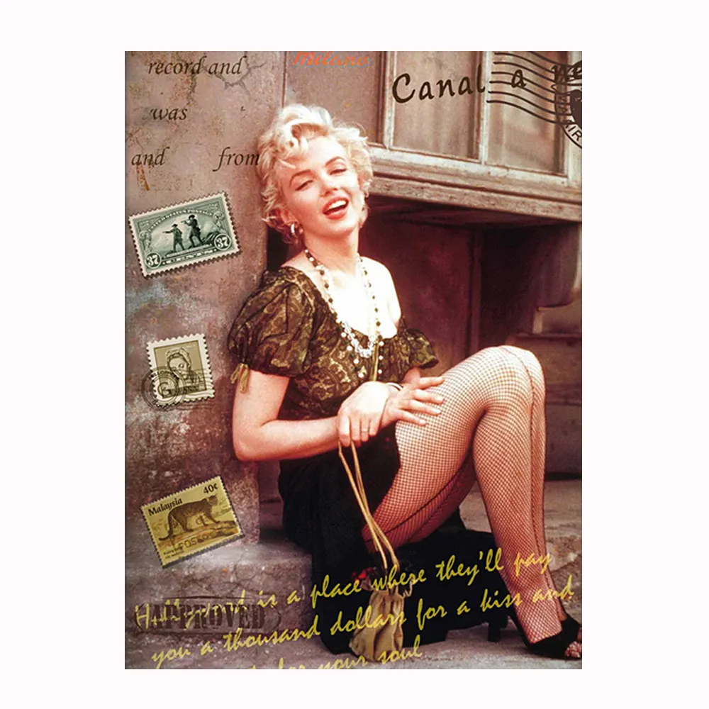 Vintage Marilyn Monroe iconos de 3D cartel pared arte decoración enmarcada mujer africana de la lona de la pintura con marco negro