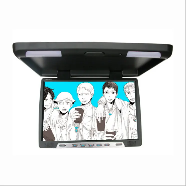 17インチtft液晶カーテレビモニターワイドLCD TFT CarユニバーサルFlip Down Roof Mount Monitor TV IRためのバス/列車/地下鉄