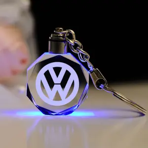 Chaveiro de gravação a laser 3d cristal, logotipo gravado com luz led, presente, carro, logotipo personalizado