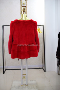 Meilleur Qualité Importation De Fourrure De Vison Manteau Veste <span class=keywords><strong>Rouge</strong></span> De Fourrure De Vison Manteau Veste Pardessus - Product Image 4