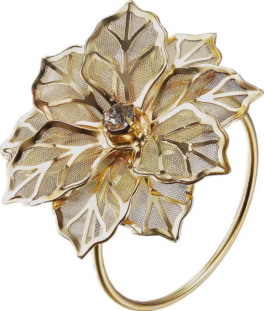 Anéis de guardanapo de flor de liga barata para casamento recepção