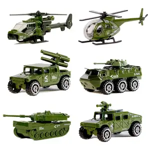 Die-Cast Kendaraan Militer, Mainan Mobil Model Kendaraan Tentara Logam Paduan Bermacam-macam 6 Pak, Warna Asli Mainan Tentara Mini Panze
