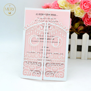 Invitaciones de <span class=keywords><strong>la</strong></span> ducha de bebé suministros de boda decoraciones de fiesta de artesanías de papel hueco Boda Invitaciones tarj - Product Image 4