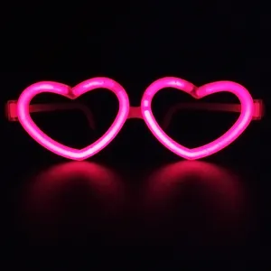 Wedding party favors event decoration glowing sticks glasses new products -- glow in dark flashing light up pink heart glasses