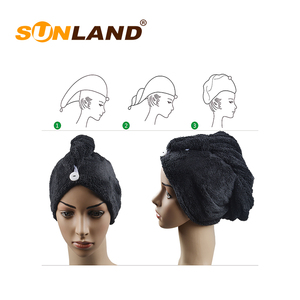 Sunland nuevo diseño de terciopelo de <span class=keywords><strong>coral</strong></span> de microfibra negro cabello seco tapa - Product Image 6