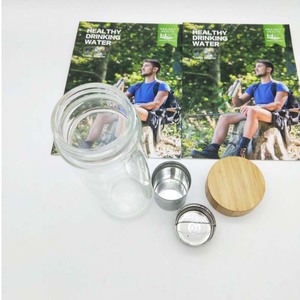 de vidrio de borosilicato de filtro de agua de la tapa de bambú de té de vidrio de botella de beber botella de agua de vidrio <span class=keywords><strong>pa</strong></span> - Product Image 3
