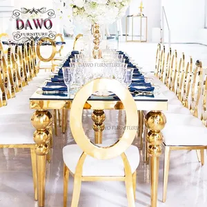 Big size rectangle gold wedding table dinning table