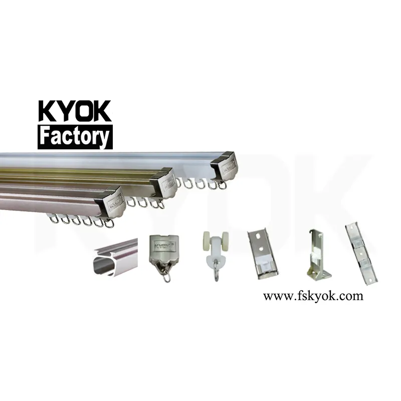 KYOK Metal Curtain Rail Gliders Curved Track Electric Curtain M Track Curtain With Pulley System Support In Foshan For Office M9