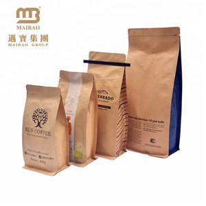 Bolsos de café planos impresos aduana de la parte inferior del bloque del empaquetado de la comida del papel de Kraft del escude - Product Image 2
