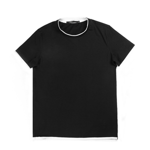 Mans de verano nuevo diseño de manga corta cuello en o casual blanco y negro impresión de la camiseta de Camisa de algodón t - Product Image 4