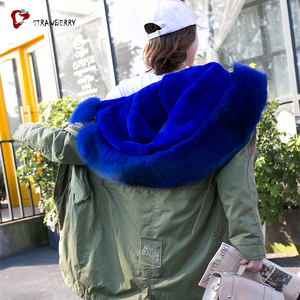 Nuovo Disegno Parka <span class=keywords><strong>Cappotto</strong></span> di Inverno Della Ragazza di Pelliccia di Volpe Hoed Lungo <span class=keywords><strong>Cappotto</strong></span> - Product Image 2