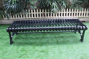 Mobilier d'extérieur Arrêt d'autobus Banc de bar plat en acier sans dossier 3 places Banc en métal pour parc extérieur Banc de jardin public - Product Image 2