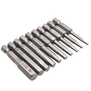 Juego de brocas de destornillador de aleación de acero sólido S2, 10 unidades, 5/64-5/16, 50mm de largo, cabeza hexagonal magnética, llave Allen - Product Image 2