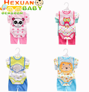 Estate Insiemi Dei Vestiti del bambino del bambino del cotone vestiti della ragazza Neonato del ragazzo 5pcs vestito infantile del manicotto del bicchierino del pagliaccetto + pantaloni + calze + Bib + t-shirt - Product Image 5