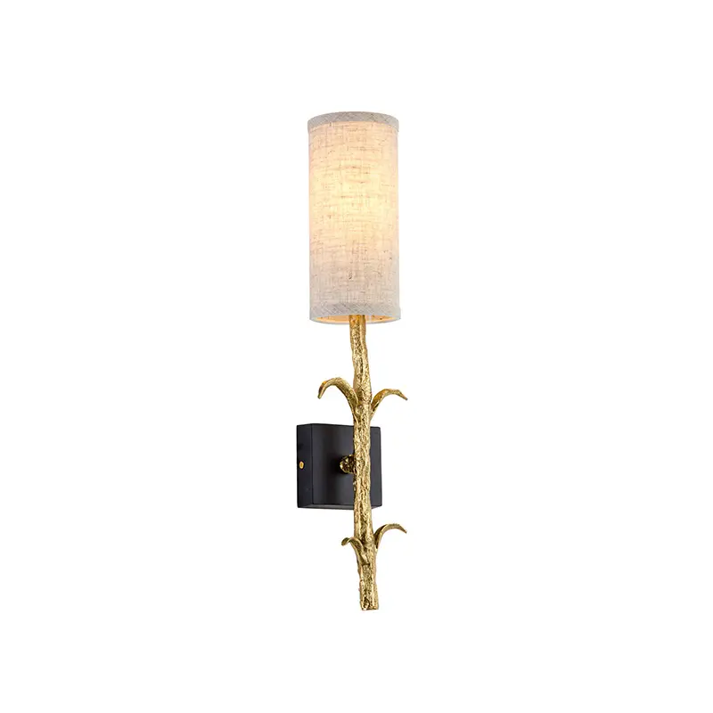 modern cloth lampshade brass bracket wall light lighting metal sconces lamp bud wall light with copper finish