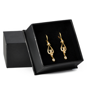 24 K oro plateado/925 de plata esterlina <span class=keywords><strong>austriaca</strong></span> Cubic Zirconia cristal pendientes para las mujeres - Product Image 5