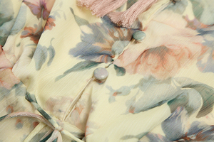 <span class=keywords><strong>Tuta</strong></span> da donna <span class=keywords><strong>elegante</strong></span> con lacci a maniche lunghe con scollo a V e scollo a V con stampa floreale di un pezzo estivo - Product Image 6