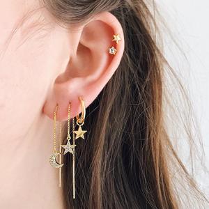 High Quality Gold Huggie Hoop <strong>Earrings</strong> Dainty <strong>Star</strong> <strong>Moon</strong> Hoop <strong>Earrings</strong> for Women Long <strong>Earrings</strong> - Product Image 5