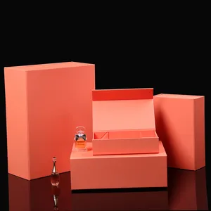 Custom Square Collapsible Rigid Orange Flap Cardboard Paper Folding Magnetic Closure Gift Box