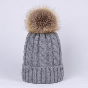 Custom Thick Warm <strong>Wool</strong> Blend <strong>Beanie</strong> with Faux Fur Pom Pom and Braided Letter Pattern for Travel - Product Image 6