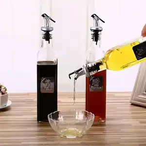 Garrafa de molho de vinagre 250ml 500ml, garrafa para óleo de vidro redondo com tampa