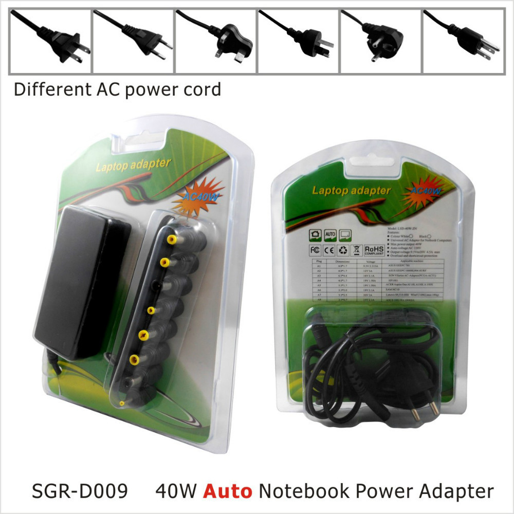 100V ~ 240V 50 / 60Hz 40W AC / DC переключения адаптер питания