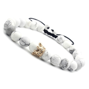 Lava Stone Jewelry Crown <strong>Gemstone</strong> <strong>Bracelets</strong> 8MM Round Beads Bangle ST11 - Product Image 3