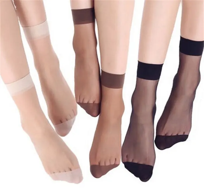 Meias curtas femininas, meias de bambu de verão, tornozelo, cristal fino, transparente, meia de seda