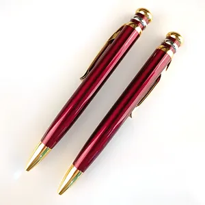 高品質中国サプライヤープロモーション金属ペン会社ロゴ赤高級金属ツイストボールペン