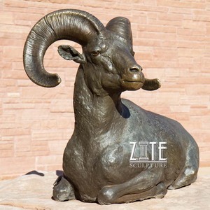 Scultura Decorativa da Giardino in Metallo, Grande Statua di Pecora in Ottone, Ariete di Montagna in Bronzo - Product Image 6