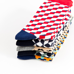 Argyle bigote diseño lindo verano moda divertida mujer personalizado al por mayor Plaid calcetines divertidos - Product Image 2