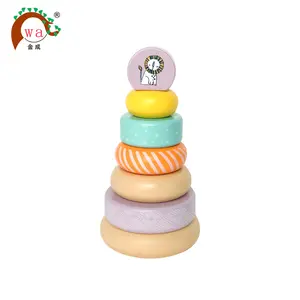 Kayu Rainbow Colorful Stacker Cincin Mainan Alice Tema