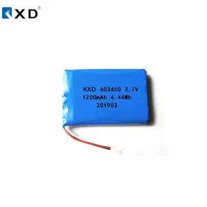 KXD充電式リチウムイオンポリマー1100mah 3.7v 1200mah 063450リチウムイオンバッテリー (PCB付き)