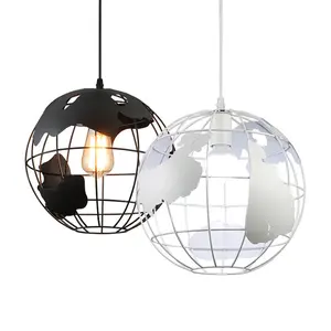 Luminária pendente tellurion de ferro, lâmpada pingente globo, lustre iluminado para restaurante, sala de jantar