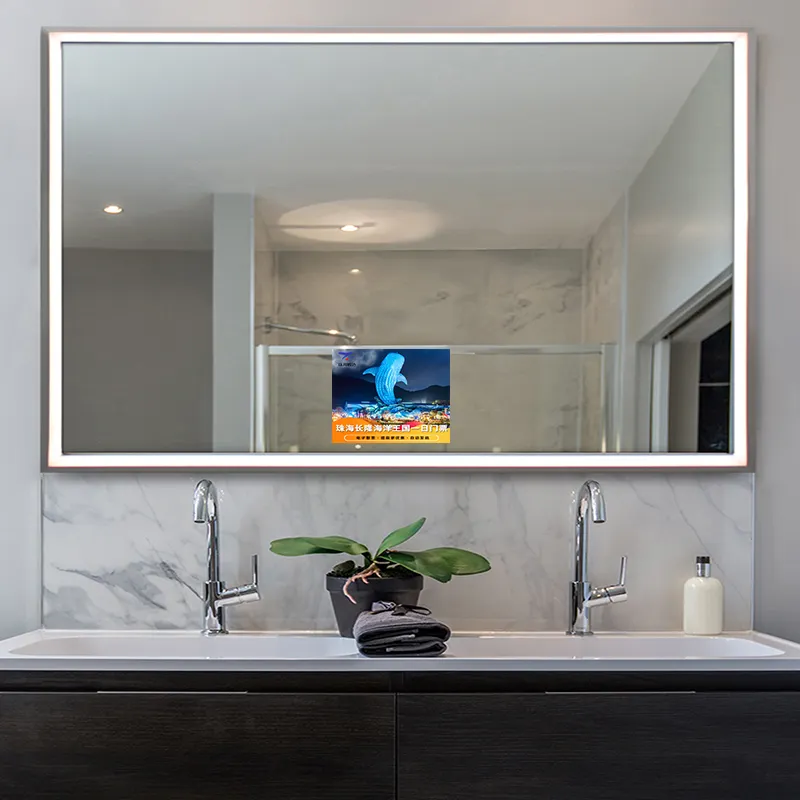 안드로이드 욕실 풀 Hd Tv 거울 곡선 3d Led 강화 유리 거울 65 인치 스마트 Tv