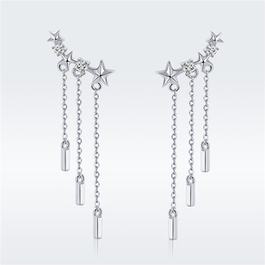 Qings Long <strong>Earrings</strong> 925 Sterling <strong>Silver</strong> Zircon <strong>Chain</strong> <strong>Earrings</strong> With High Quality - Product Image 6