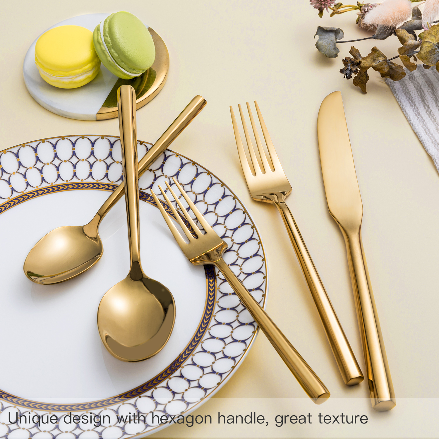 Bán buôn 2019 loại mới của dao froks và thìa thép không gỉ thiết lập dao kéo cho đám cưới - Product Image 2