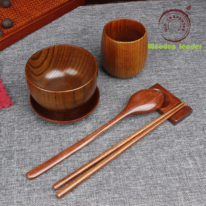 Juego de <span class=keywords><strong>vajilla</strong></span> moderno de 6 piezas con patrón de plantas de madera Natural de alta calidad con tazón, taza, cuchara, palillos, platos y <span class=keywords><strong>vajilla</strong></span> - Product Image 6