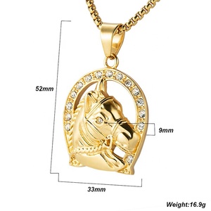 Vente en gros Colliers pendentifs chevaux en zircon plaqué or étanche personnalisés série animale avec micro incrustation - Product Image 2