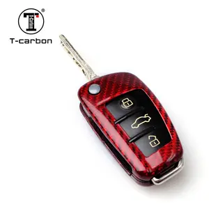 Capa de fibra de vidro para chave do carro, cobertura para chave de carro audi, acessórios interiores, capas para chave fashion t-carbono, vendas de fábrica