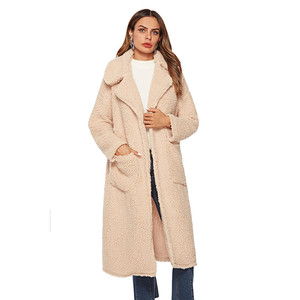 Diseño de la fábrica 2018 de invierno manga larga corbata cintura Turndown Collar de <span class=keywords><strong>terciopelo</strong></span> de lana de las mujeres <span class=keywords><strong>abrigo</strong></span> - Product Image 1