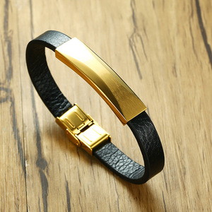<span class=keywords><strong>Bracelet</strong></span> en <span class=keywords><strong>cuir</strong></span> tressé personnalisé avec logo plaqué or, gravé, pour cadeau, vente chaude - Product Image 3