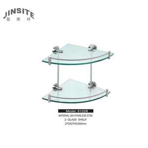 Étagère de salle de bain moderne <span class=keywords><strong>en</strong></span> verre d'angle à deux niveaux, écologique et durable, pour usage hôtelier - Product Image 1